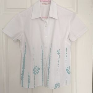 White shirt with floral details